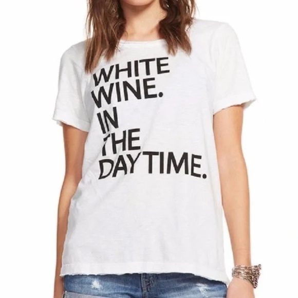 CHASER Brand White Wine In The Daytime Graphic Crewneck Tee | Size Small - Picture 8 of 13